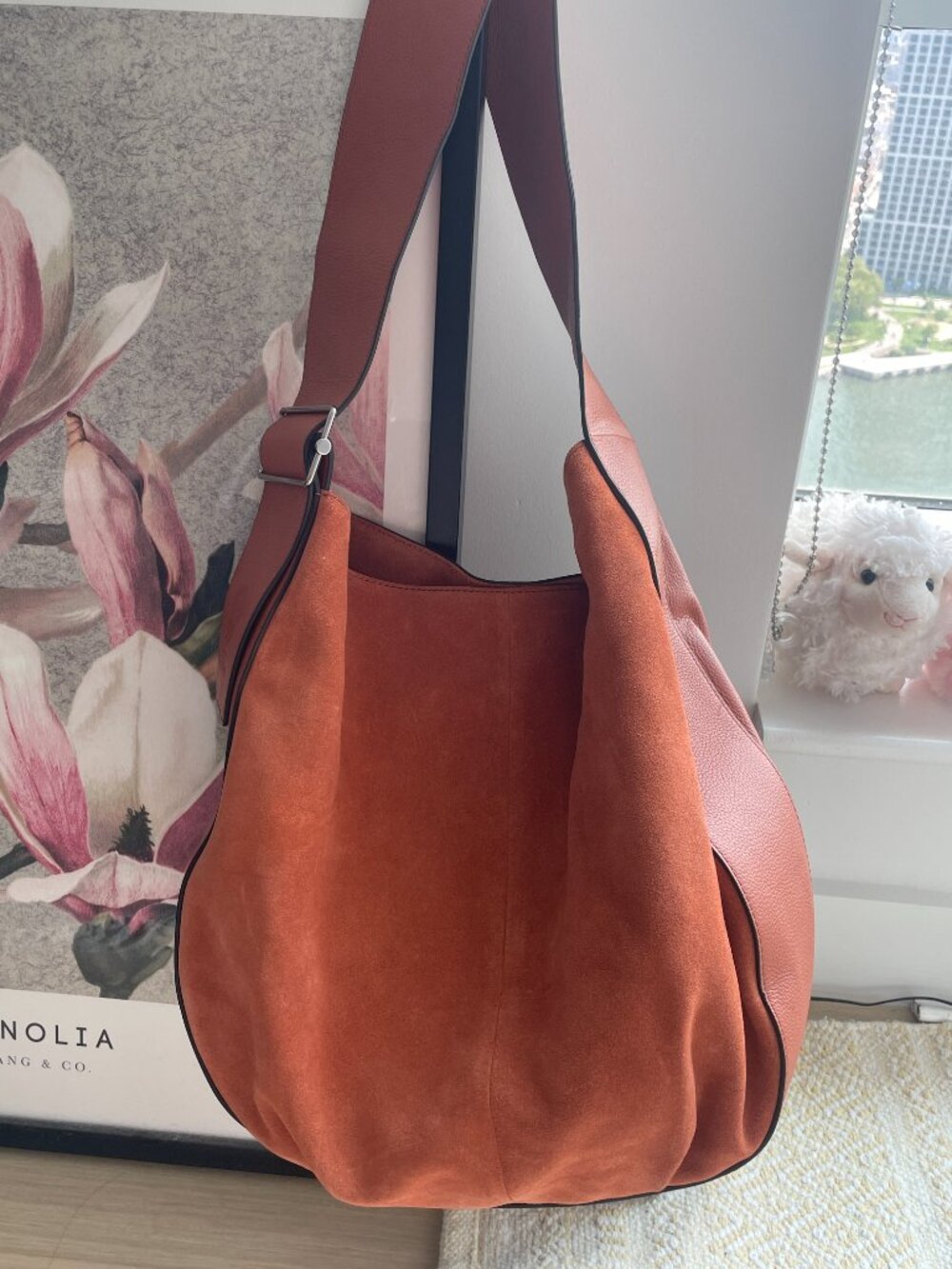 Vince Camuto Rust Orange Suede & Leather Hobo Bag